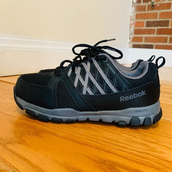 BRAND NEW  REEBOK MEN'S LEATHER WITH MICROWEB ATHLETIC OXFORDS - STEEL TOE - Picture 7 of 11